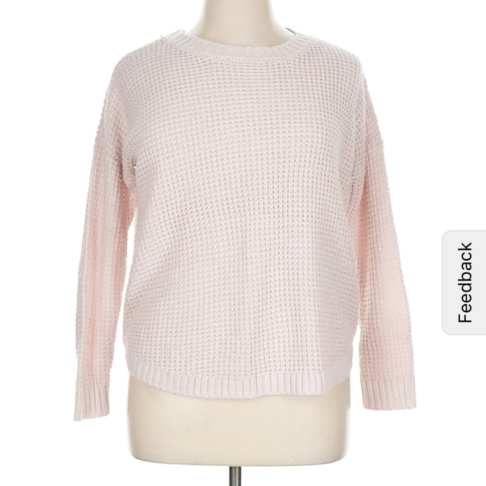 Light Pink Waffle Knit Crewneck Sweater